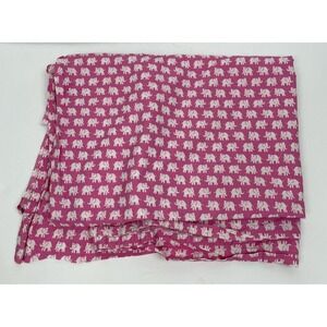 Pottery Barn Kids Flat Sheet Twin Size Pink White Elephants Animal Print Organic